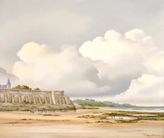 Villerville, Calvados - Large Mid 20th Century French Beach Landscape Painting