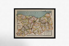 Circa 1950 original map poster of Calvados, designed by André Lesot - Normandy