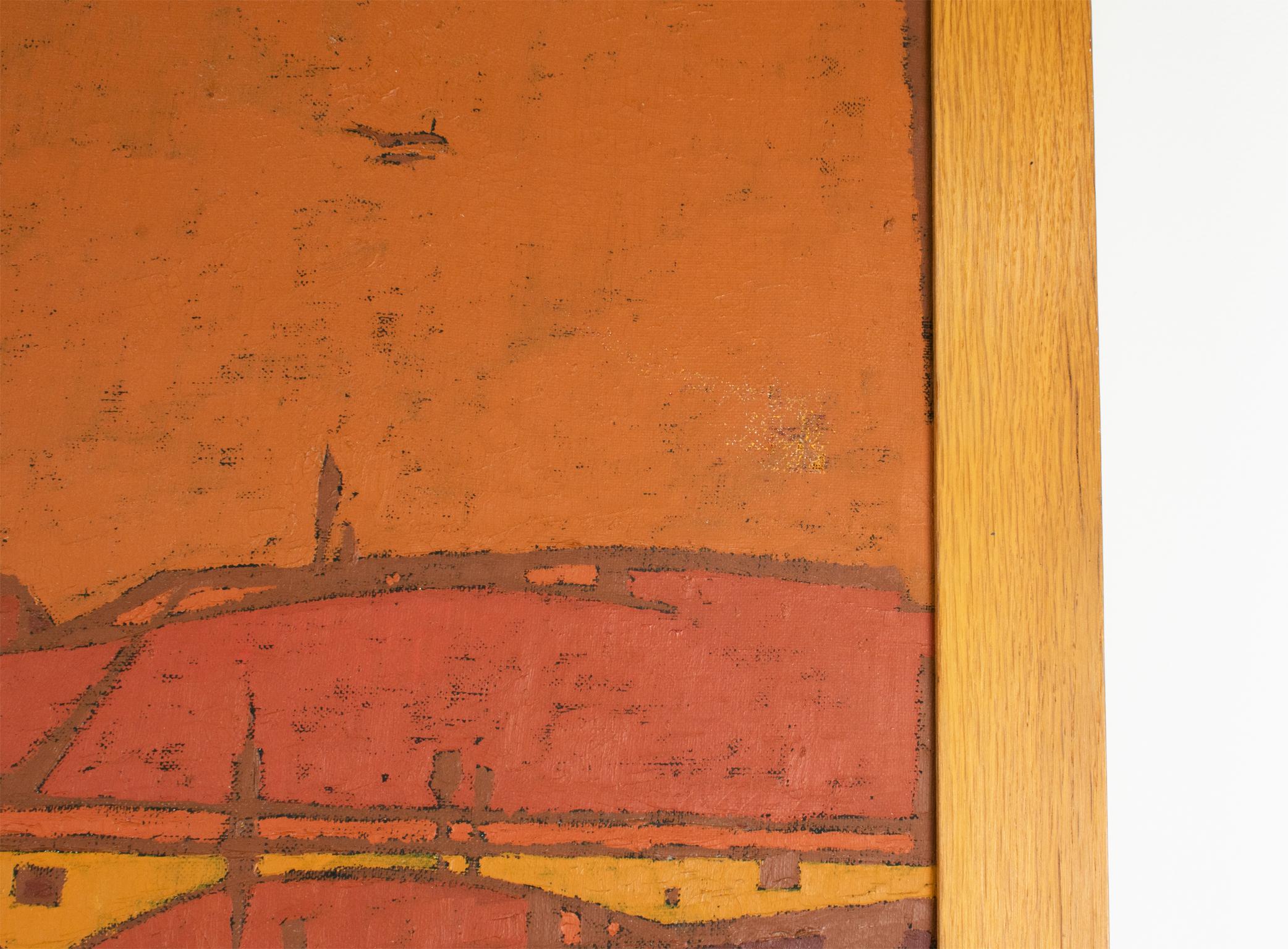 André-Louis Freymond - Elongated Abstract Landscape Oil on Canvas ...