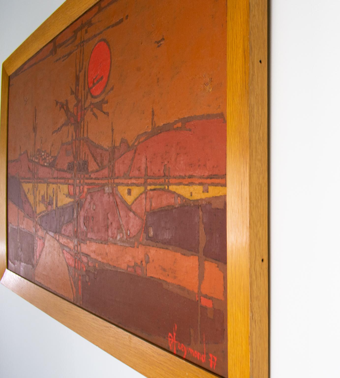 André-Louis Freymond - Elongated Abstract Landscape Oil on Canvas ...