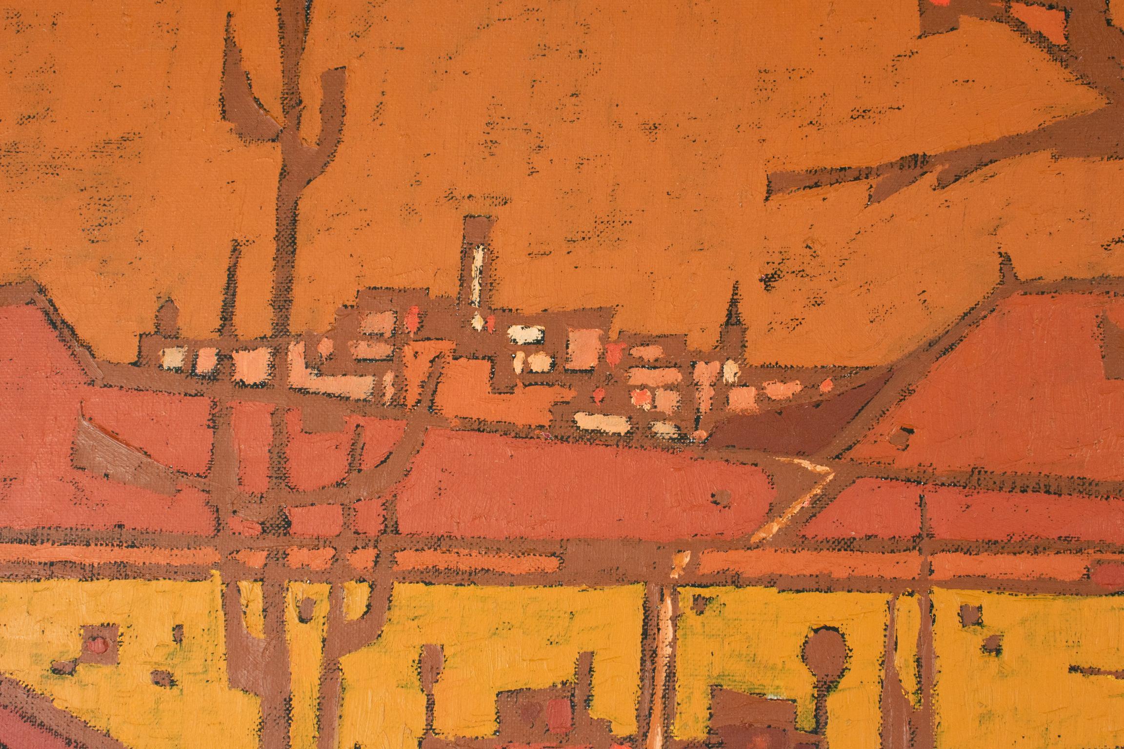 André-Louis Freymond - Elongated Abstract Landscape Oil on Canvas ...