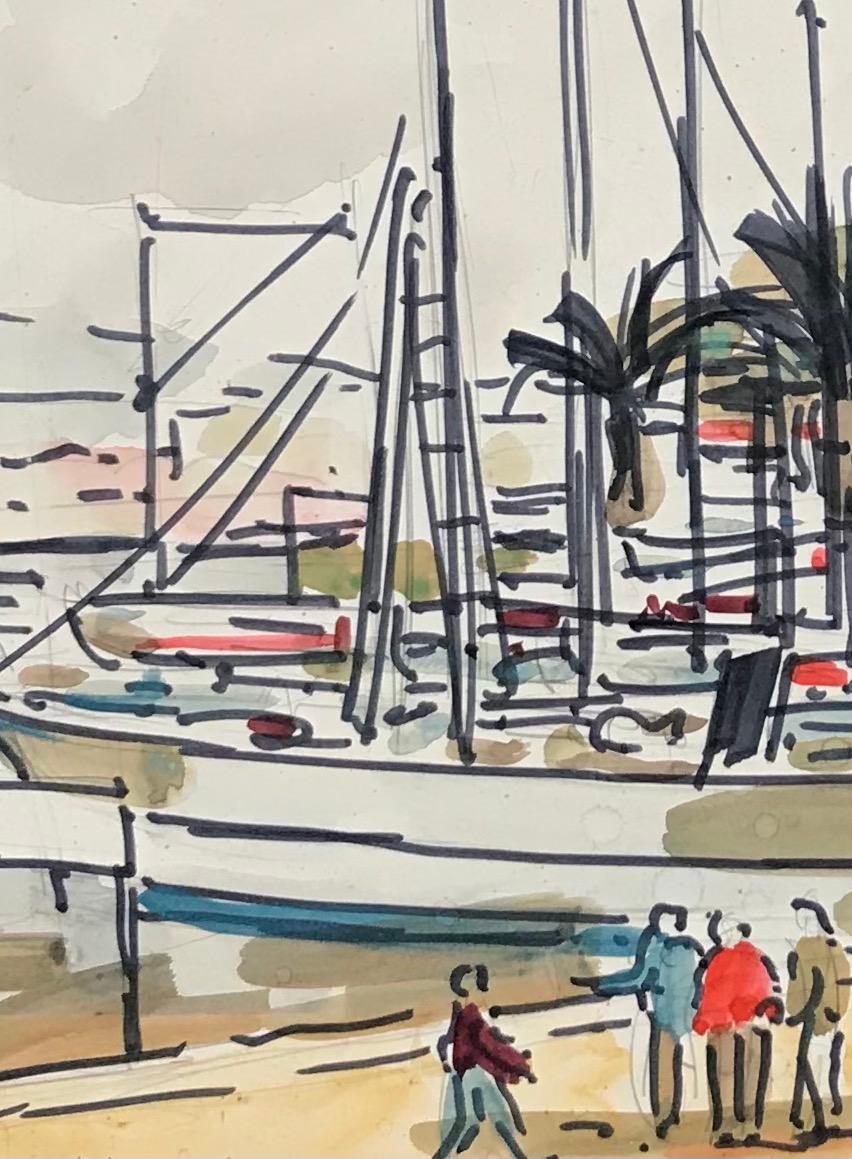 Sanary by André-Louis Lambert - Watercolor on paper 27x39 cm - Modern Painting by André- Louis Lambert