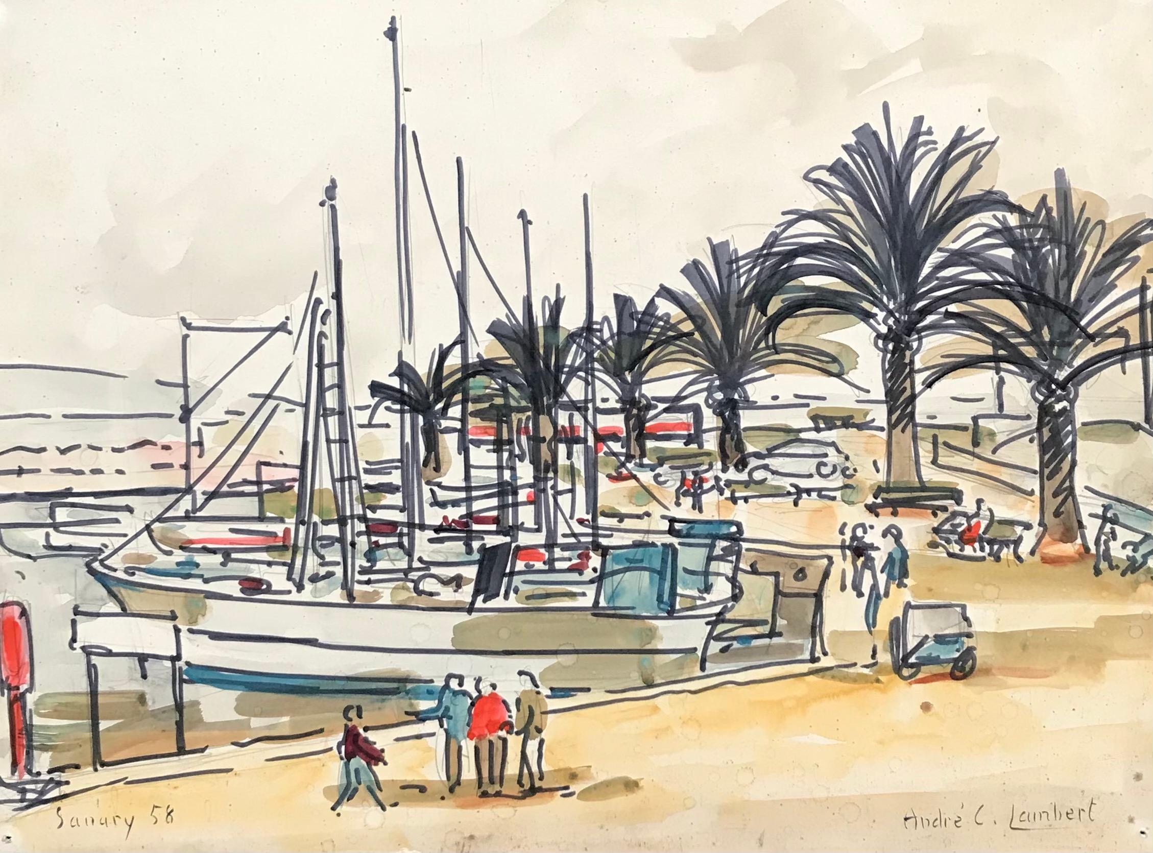 Sanary by André-Louis Lambert - Watercolor on paper 27x39 cm