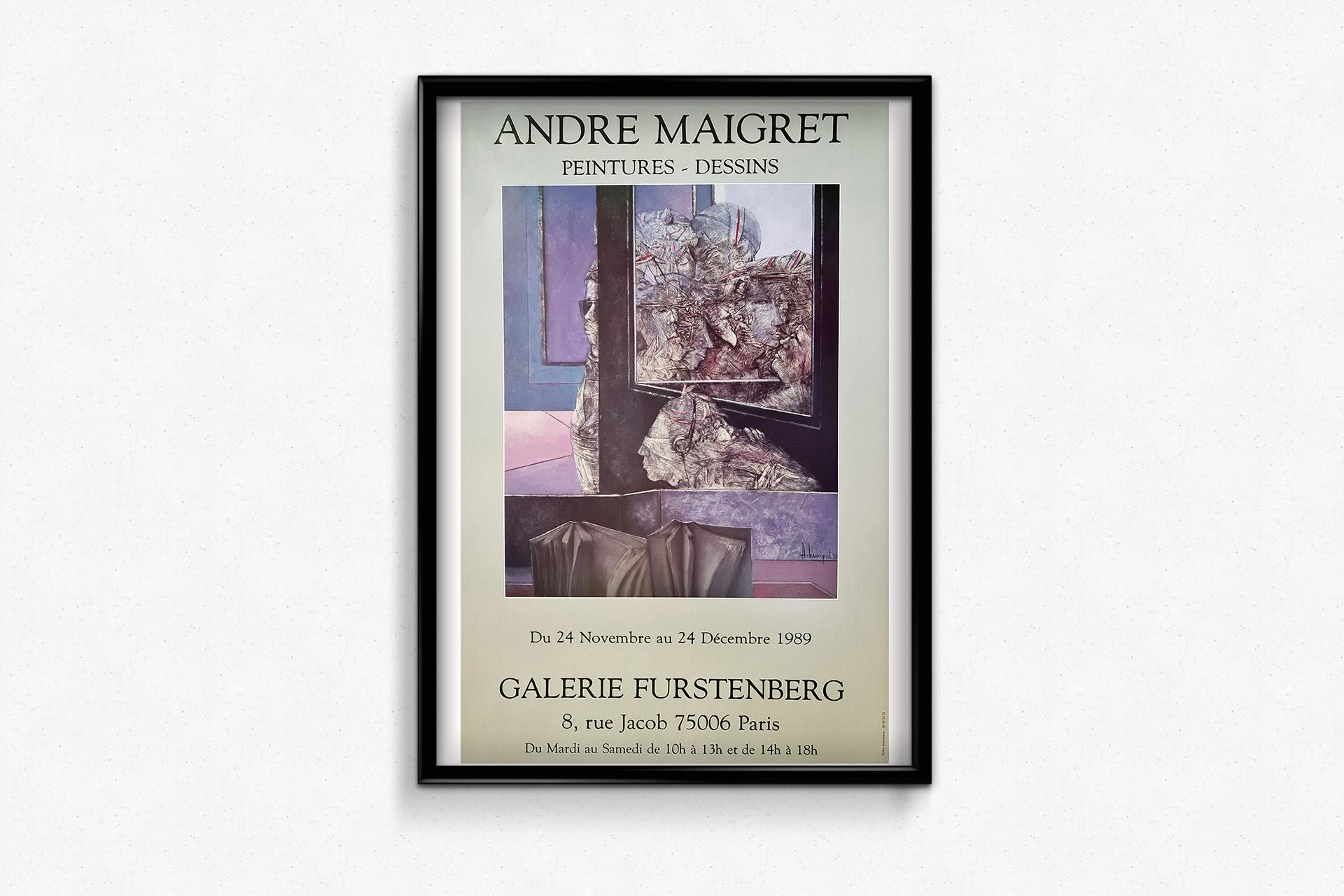 Affiche d'André Maigret, réalisée en 1989 pour son exposition à la Galerie Furstenberg en vente 1