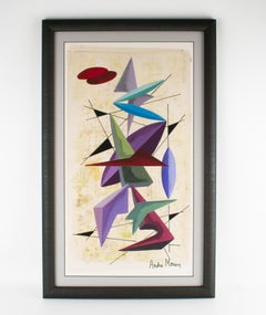 Variation cubiste multicolore Gouache et aquarelle d'André Morin