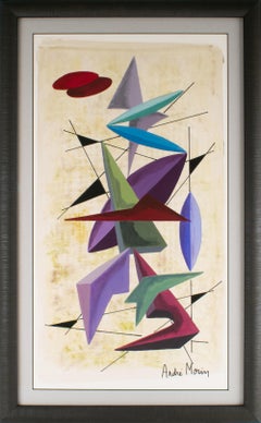 Variation cubiste multicolore Gouache et aquarelle d'André Morin