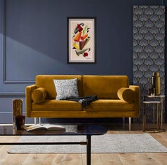 Pintura cubista geométrica multicolor al gouache y acuarela de André Morin