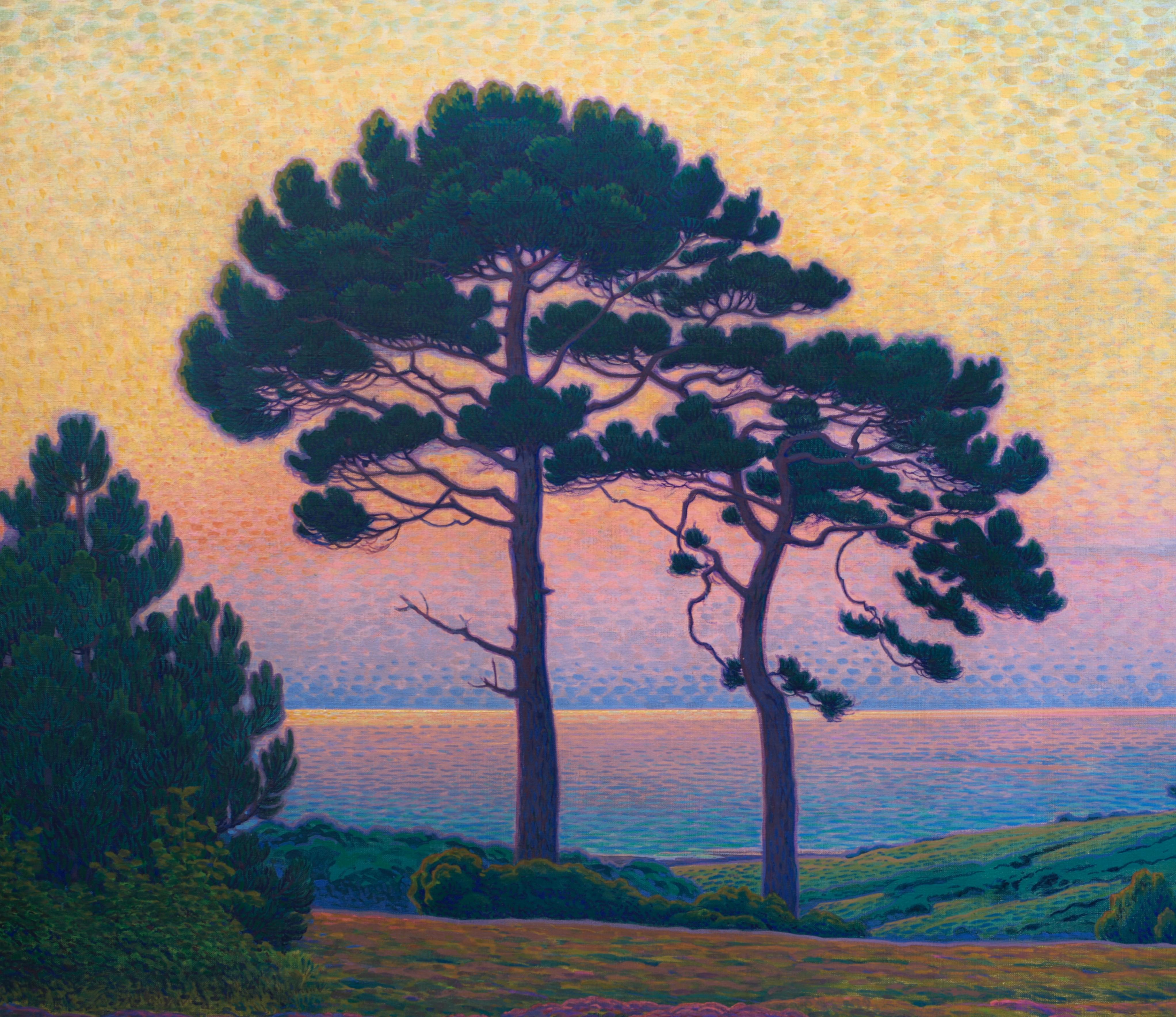 Andre MORISSET Seaside at Sunset, oil on canvas, 1931 (Symbolismus), Painting, von André Morisset