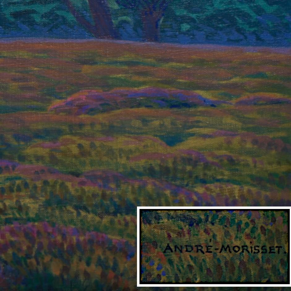 Andre MORISSET Seaside at Sunset, oil on canvas, 1931 (Schwarz), Landscape Painting, von André Morisset