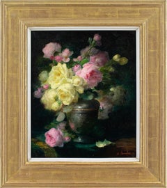 André Perrachon, Still Life With Yellow & Pink Roses