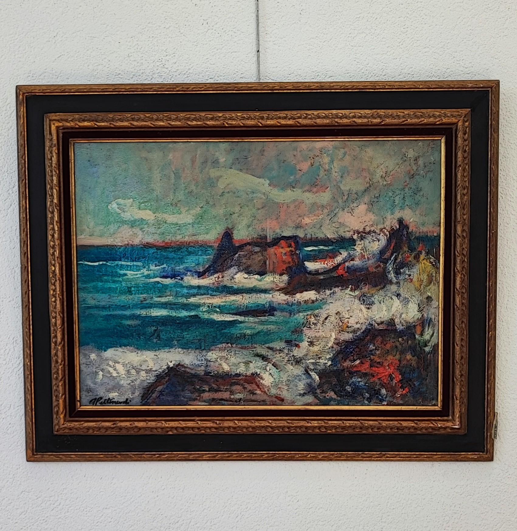 Gondola nella laguna di Venezia - Painting di André Pettinerolli