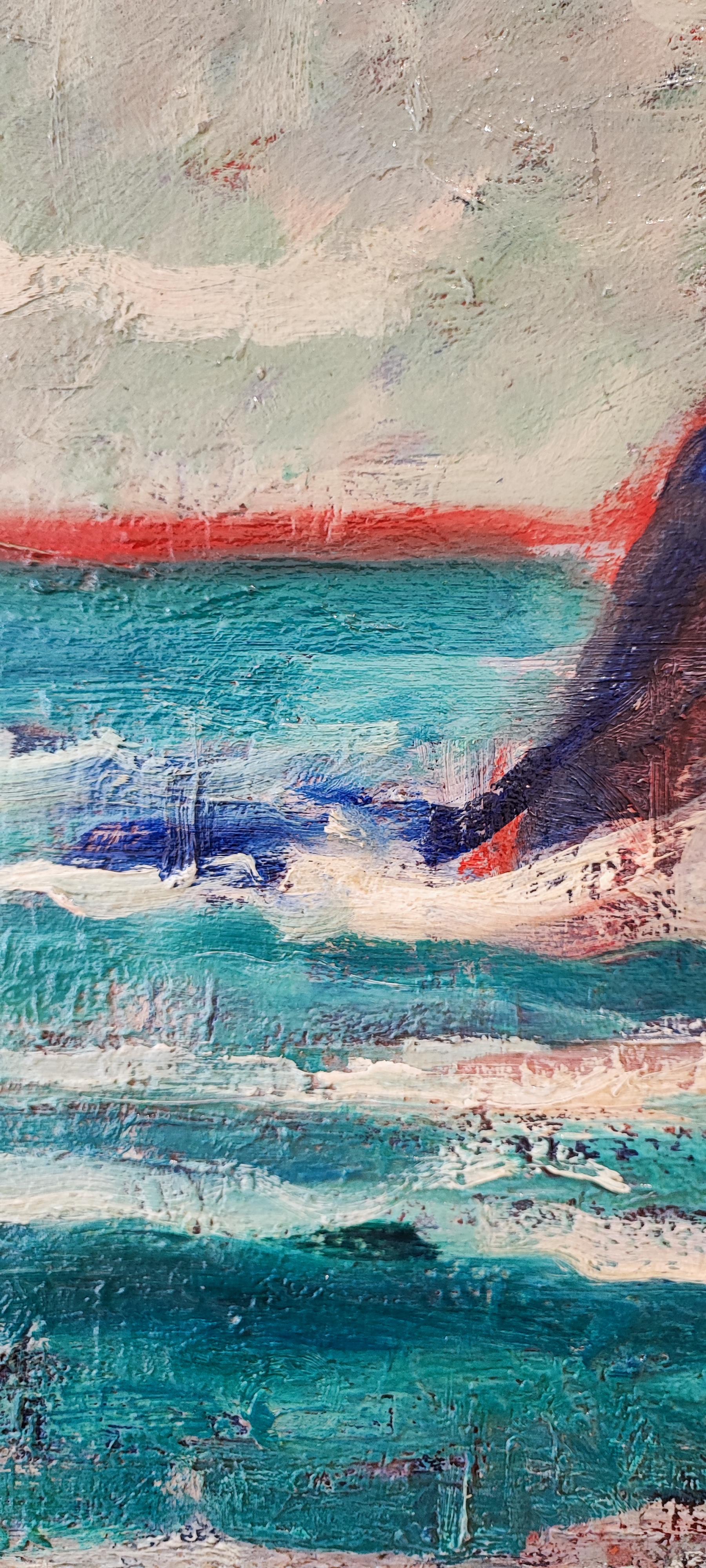 Gondola nella laguna di Venezia - Figurative Painting Grigio di André Pettinerolli