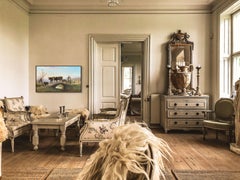 André Plumot, 1829 - 1906, Pareja de pastores con rebaño en un paisaje fluvial