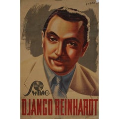 Raro poster originale del 1941 di André per Django Reinhardt Disques Swing Gypsy jazz