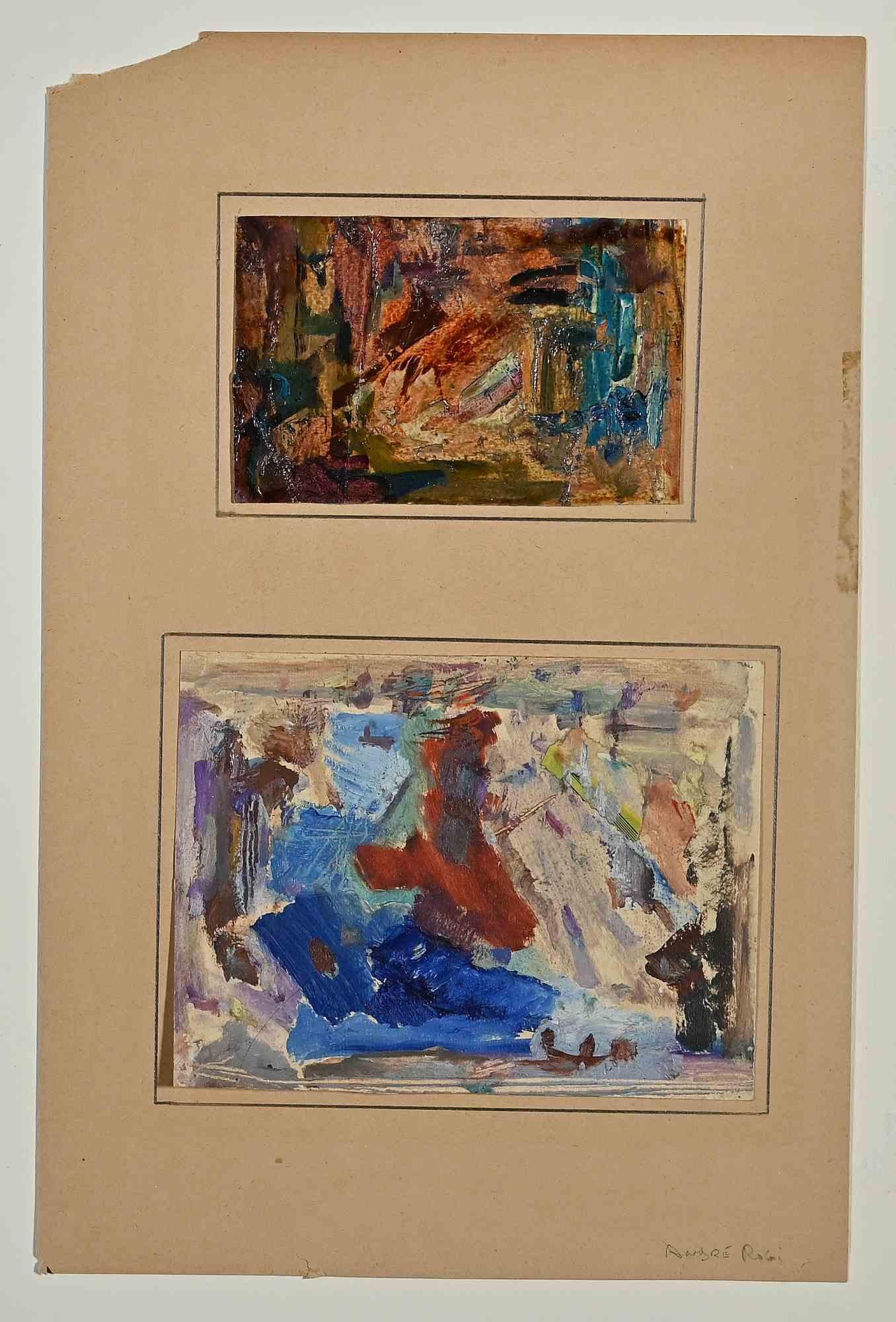 Astract Composition - Original Oil Paint by André Rogi - Mid 20th Century For Sale 1