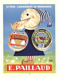 Orignal "Le Vrai Camembert de Normandie" Used French cheese poster
