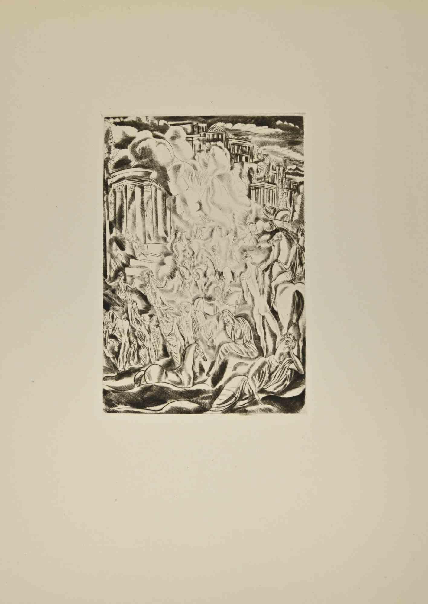 Disastrous - Etching by André Suares - 1926