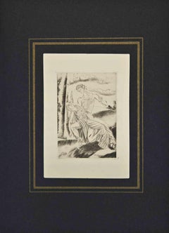 Grief - Etching by A. Suares - 1926