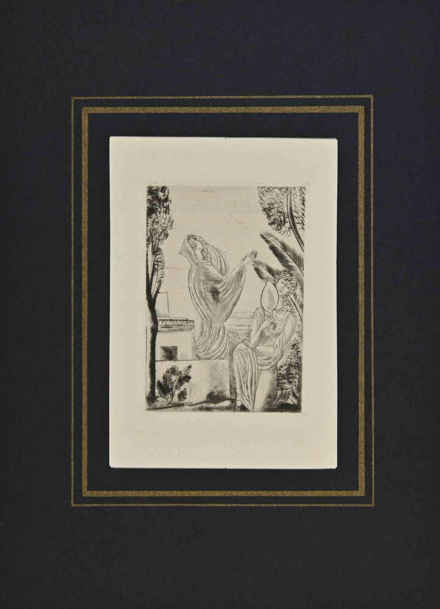 Damen - Radierung von André Suares - 1926
