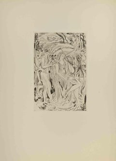 Lady and Handmaiden - Etching by André Suares - 1926