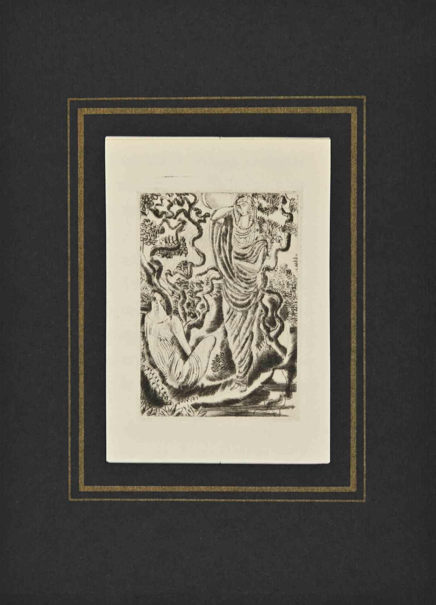 André Suares Figurative Print - Lady - Etching by A. Suares - 1926