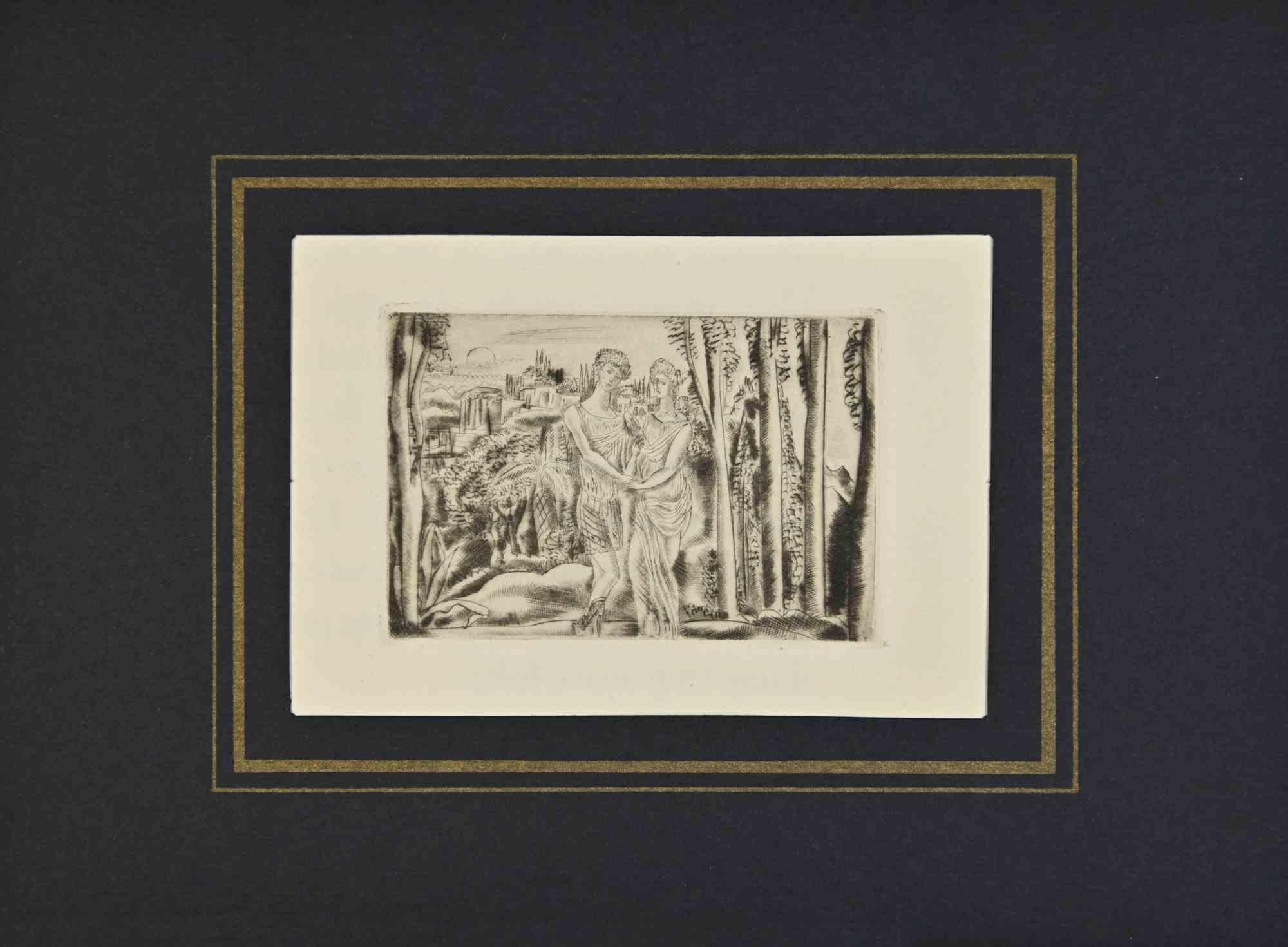 André Suares Figurative Print – Lovers – Radierung von A. Suares – 1926