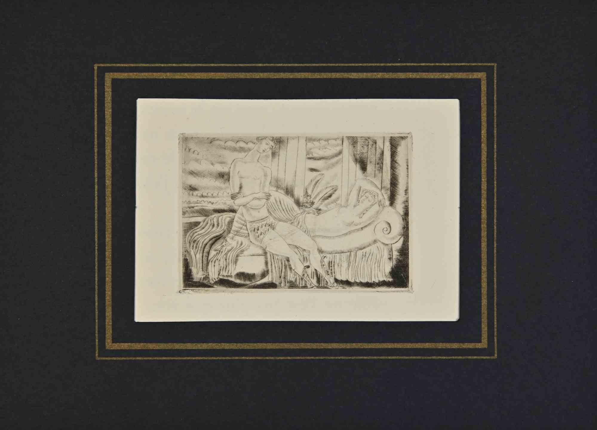 Lovers stammt aus Illustrations for Cressidra, einem Druck auf Papier von André Suares aus dem Jahr 1926. 

Radierung und Kaltnadelradierung

Auflage von 200 Stück, einschließlich eines Passepartouts

Gute Bedingungen.