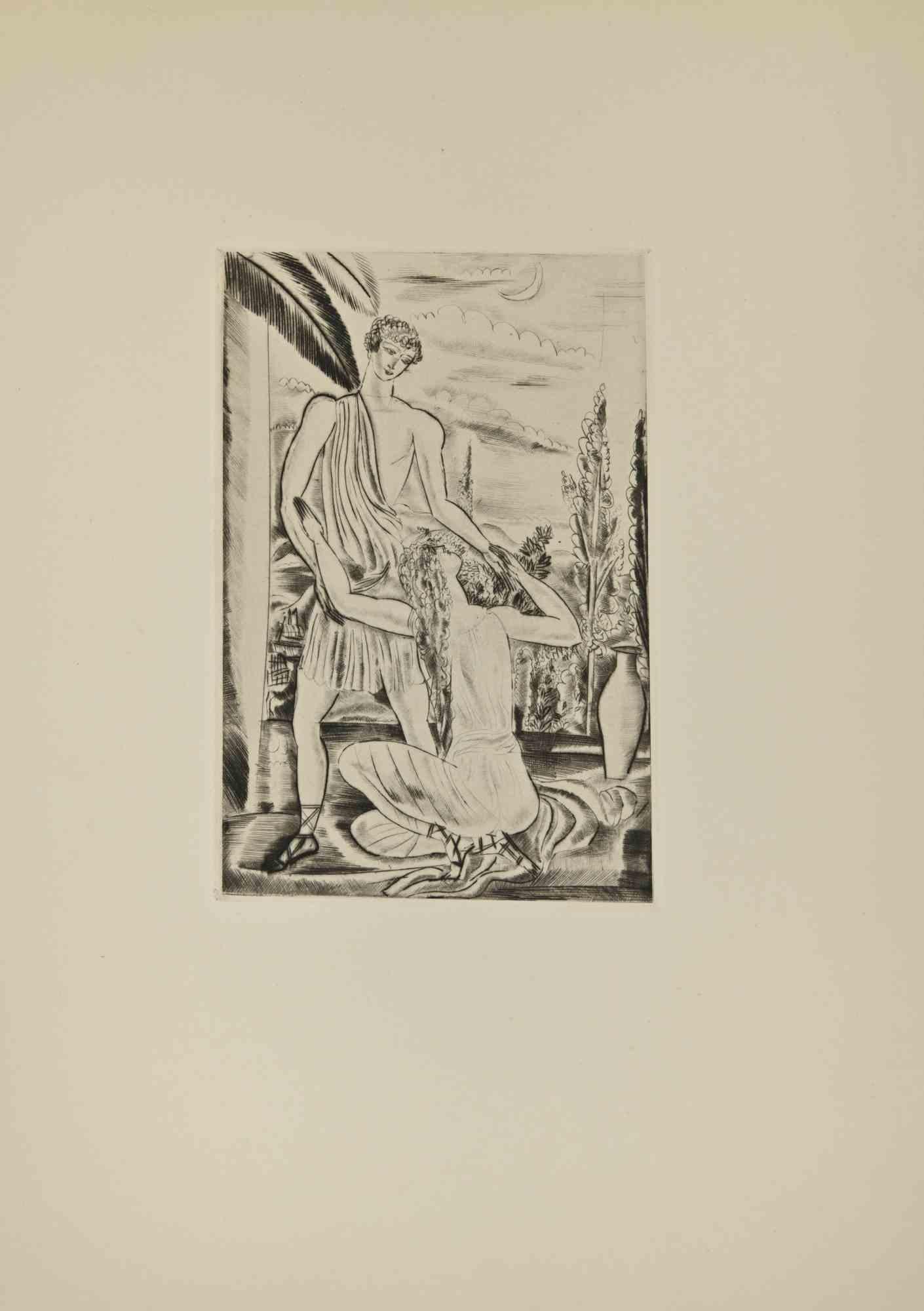 Liebespaar - Radierung von André Suares - 1926