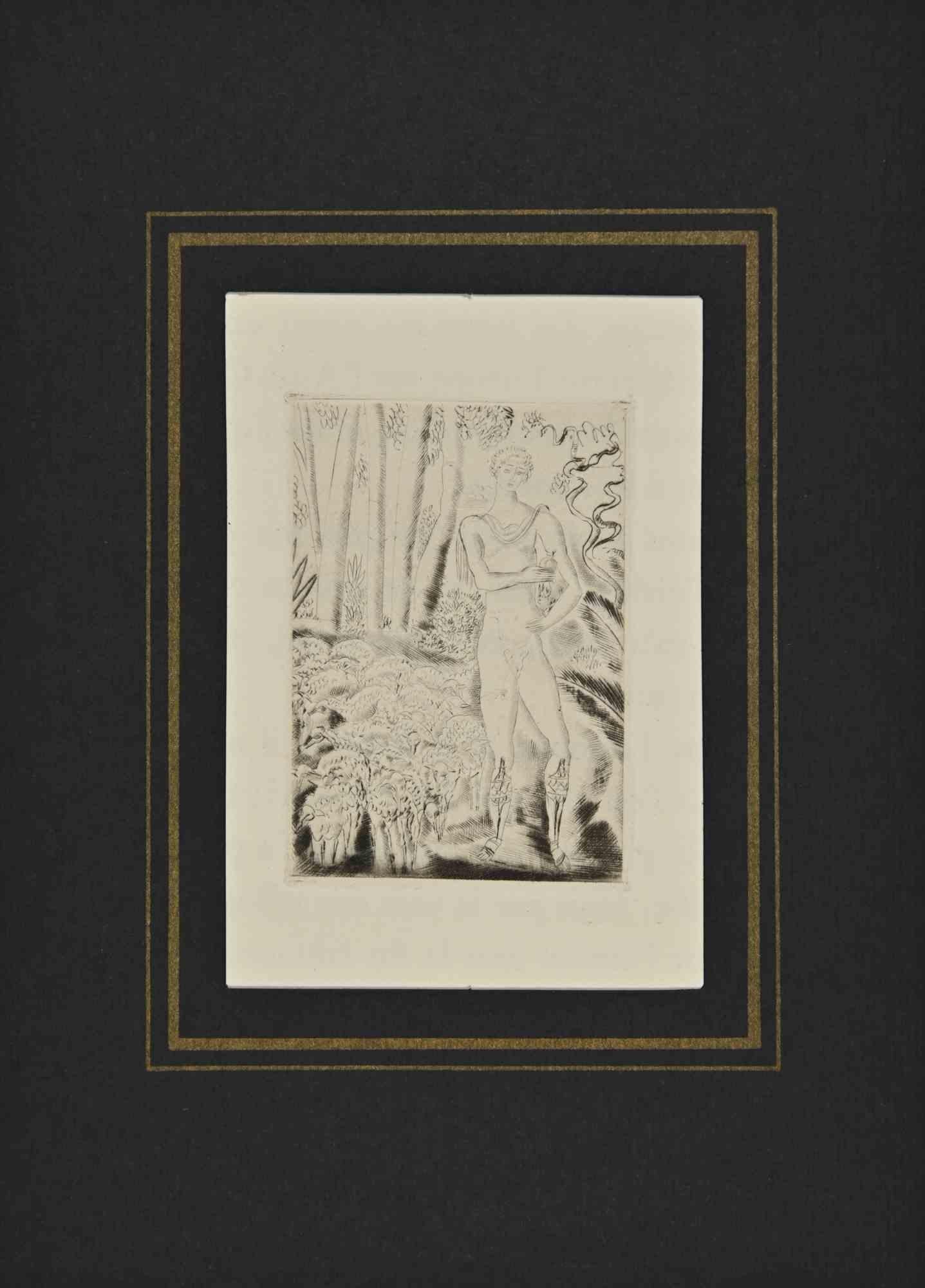André Suares Figurative Print – Hirte – Radierung von A. Suares – 1926