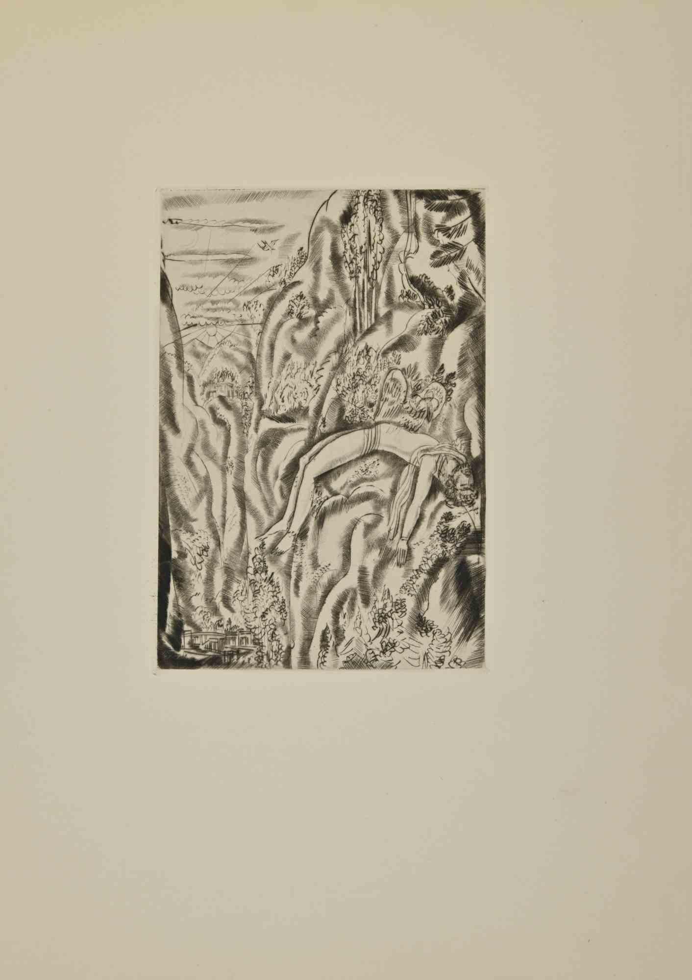 The Death - Etching by André Suares - 1926