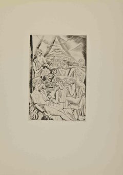 The Dinner Gathering - Etching by André Suares - 1926
