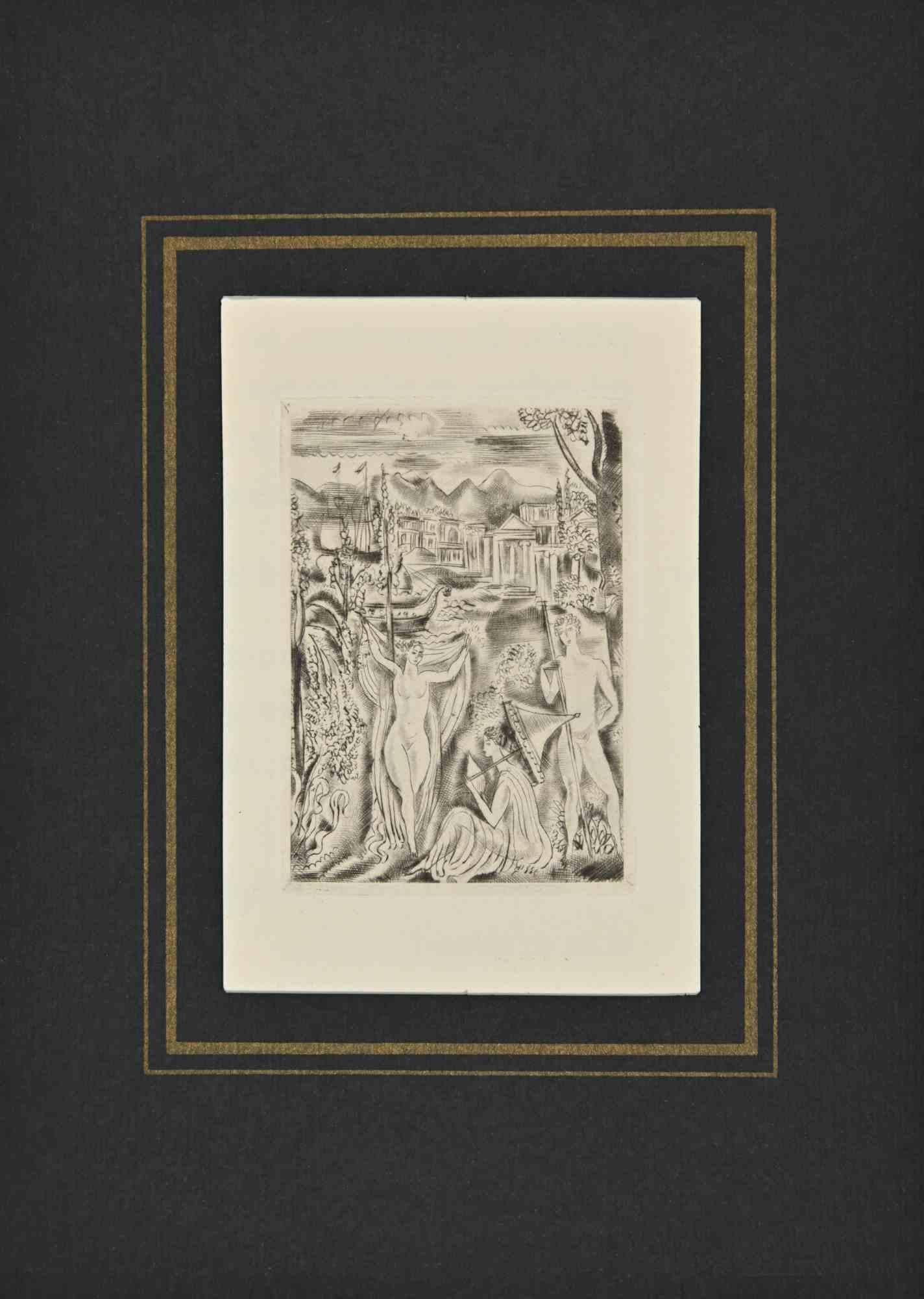 André Suares Figurative Print – The Journey – Radierung von A. Suares – 1926