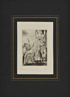 Il  Signora e specchio - Acquaforte di A. Suares - 1926