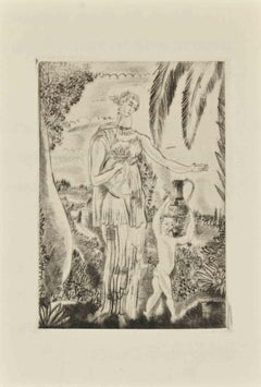 The Water Carrier - Etching by A. Suares - 1926