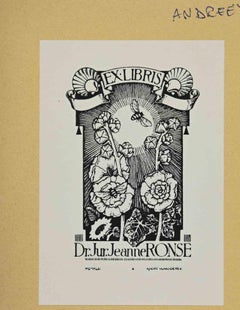 Ex Libris - Dr. Jur. Jeanne Ronse - Holzschnitt von André Vlaanderen - 1943