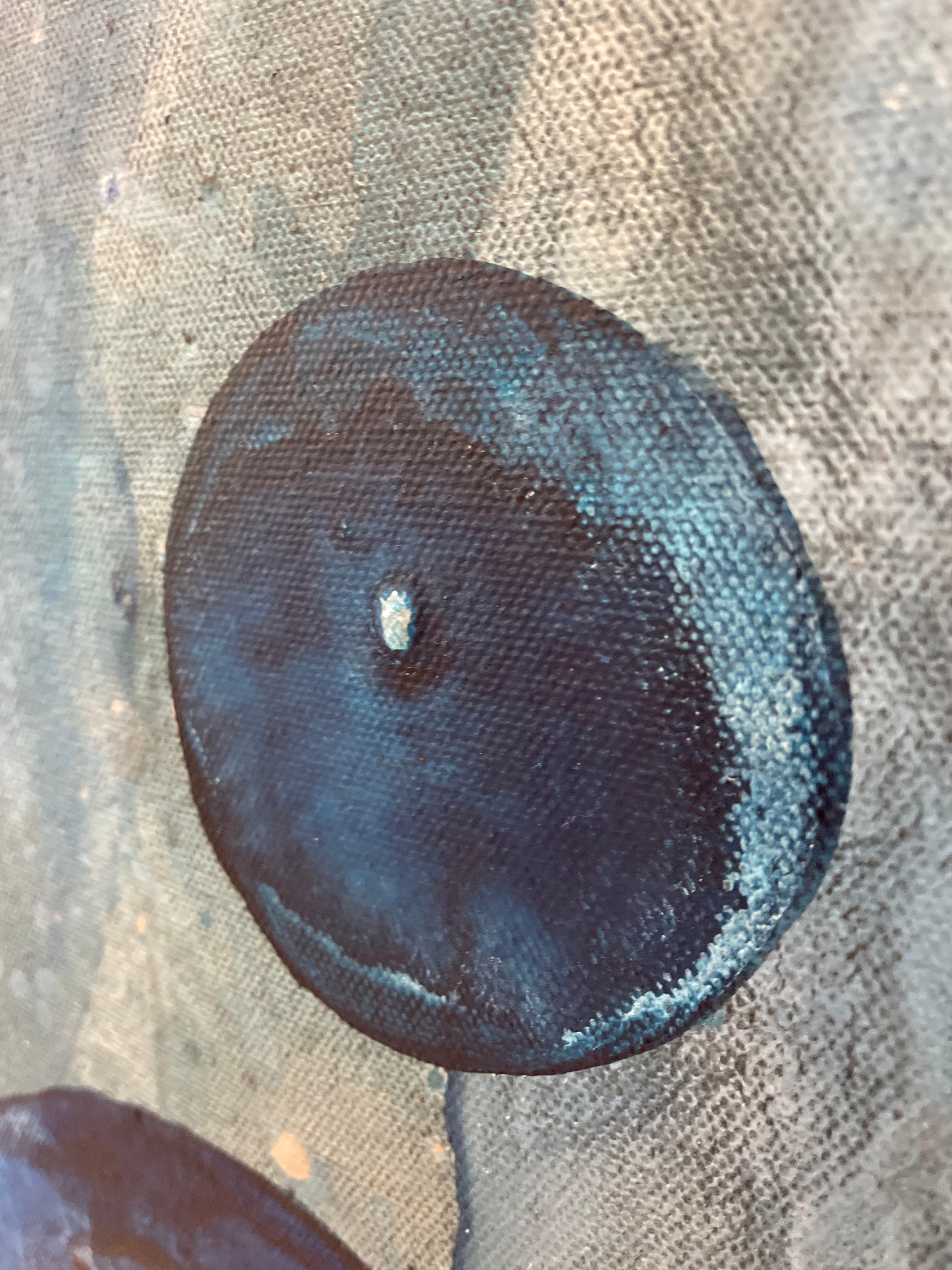 ARISING -  Large geometric abstract painting in blue For Sale 5