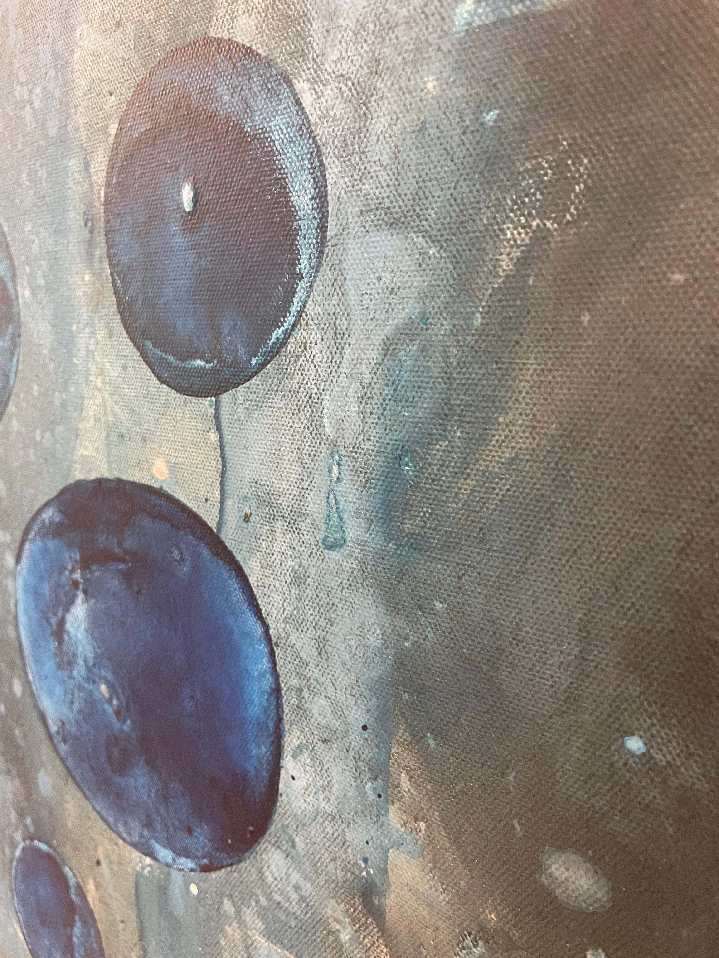 ARISING -  Large geometric abstract painting in blue For Sale 8