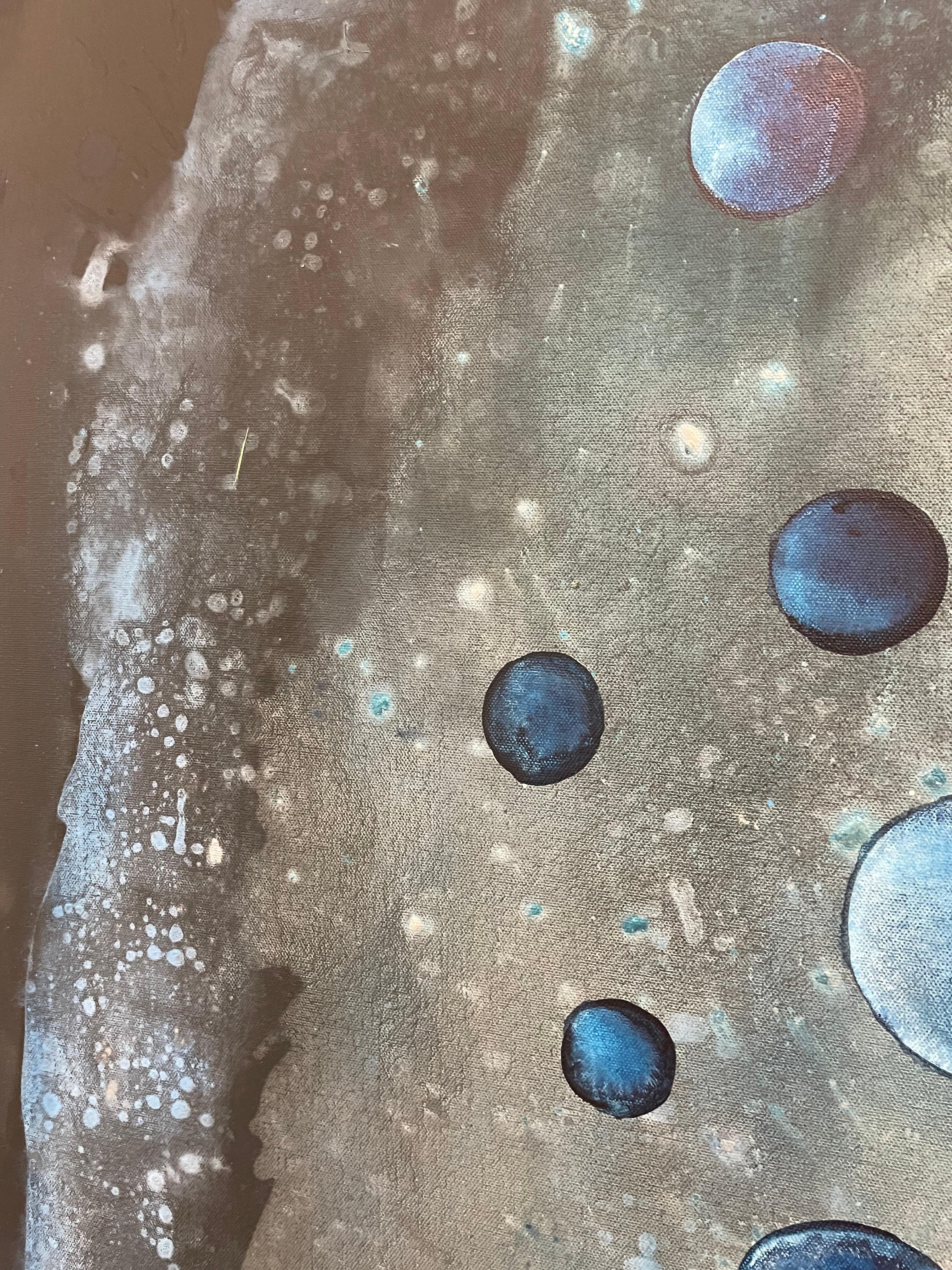 ARISING -  Large geometric abstract painting in blue For Sale 1