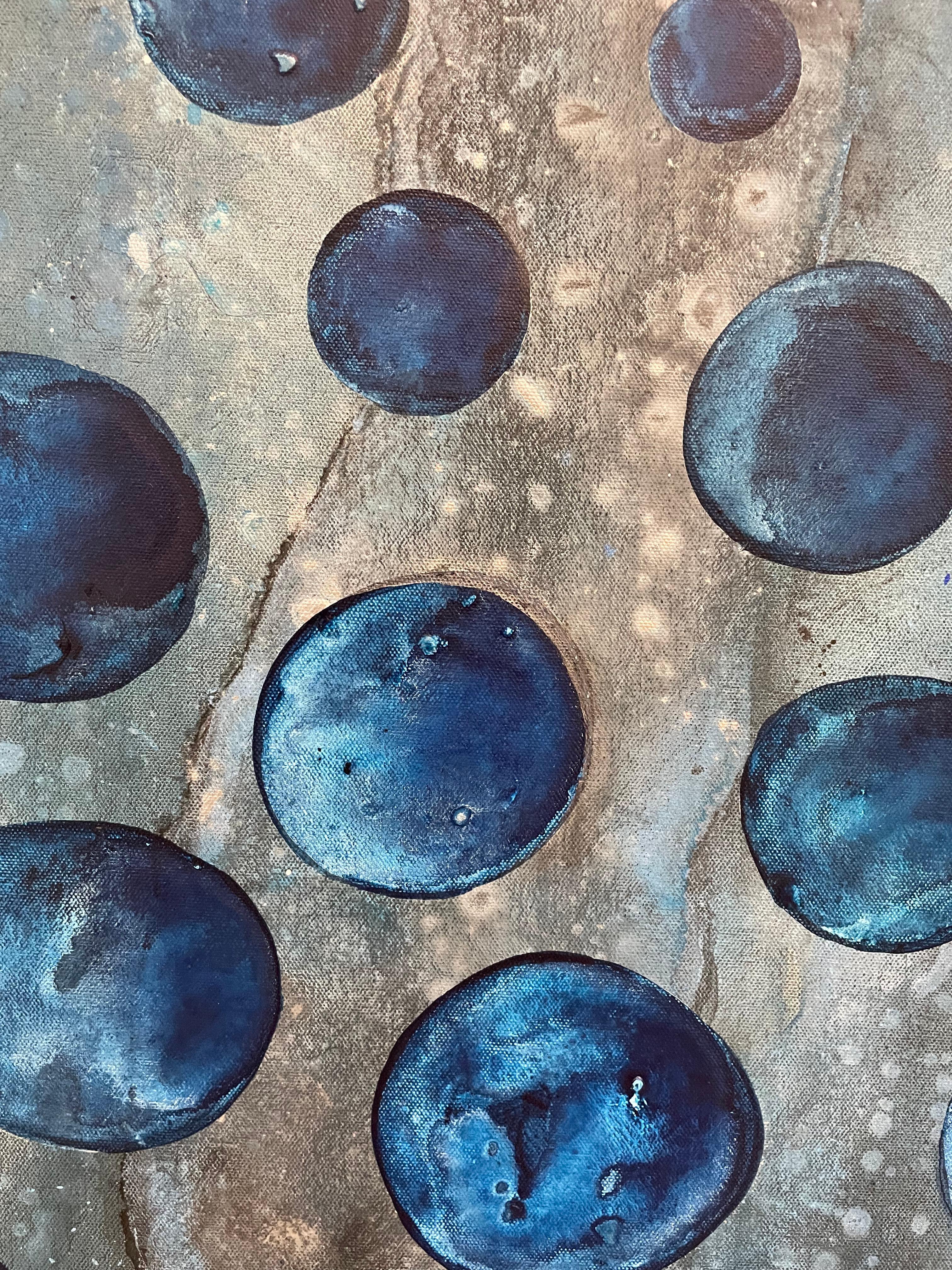 ARISING -  Large geometric abstract painting in blue For Sale 3