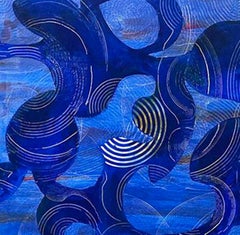 Outside In, Contemporary Blue Abstract Painting, 36 x 60 in., Oceanic And Serene