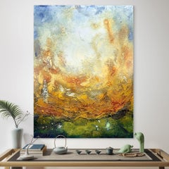 Celestial Terrain, Mixed Media on Wood Panel
