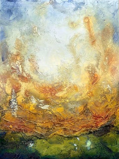 Celestial Terrain, Mixed Media on Wood Panel