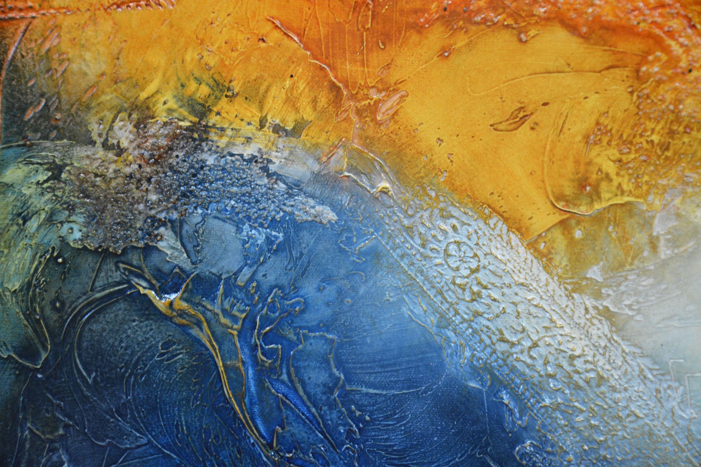 Through layers and layers of texture with a very earthy mix of colors, this stunning work creates a mesmerizing visual experience that evokes a deep emotional connection. The intricate textures invite you to explore the painting's surface, igniting