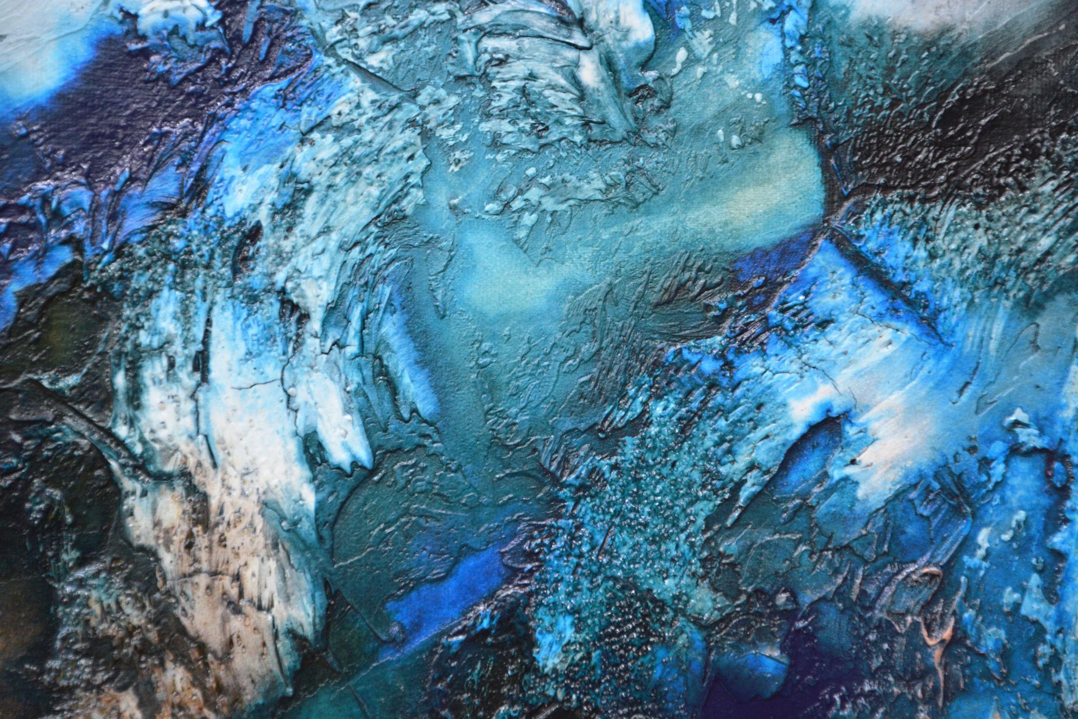 Glacial River Delta, Mixed Media on Canvas - Abstract Mixed Media Art by Andrada Anghel