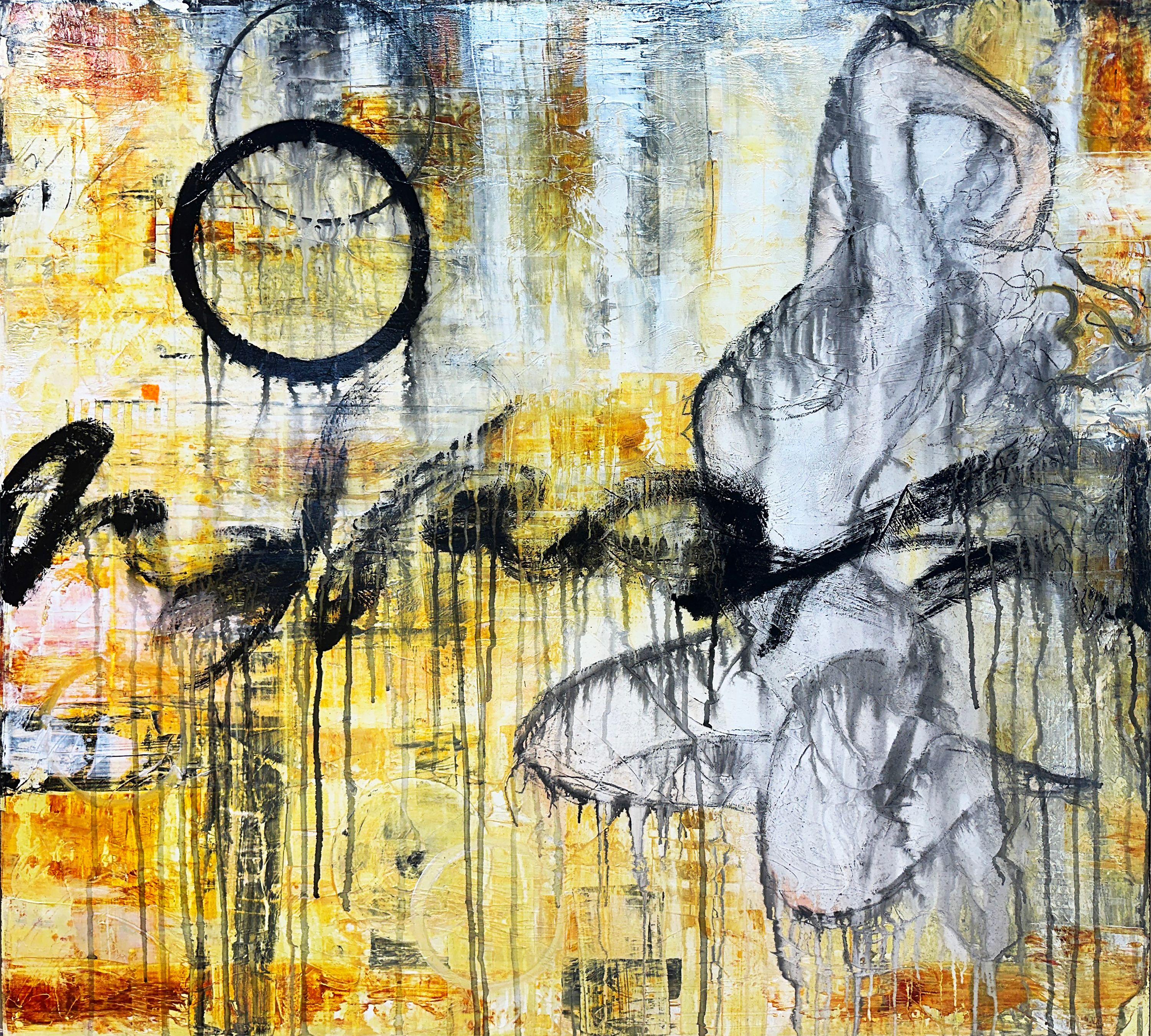 Inkborne Echo, Mixed Media on Canvas