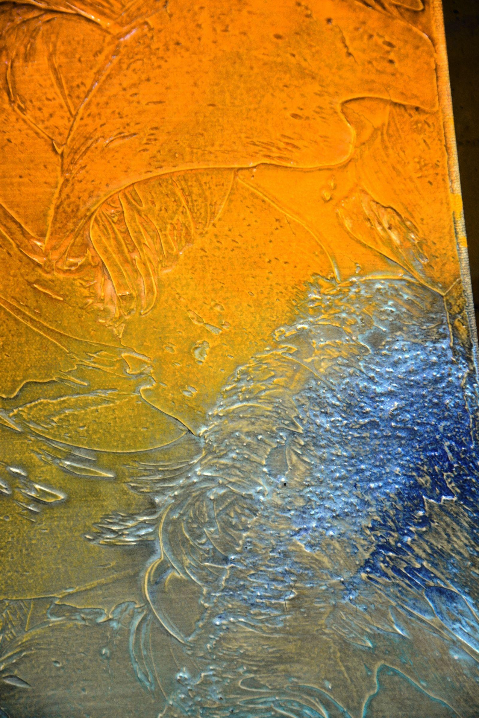 Pilares de colores - Paisajes azules, Técnica mixta sobre lienzo en venta 2