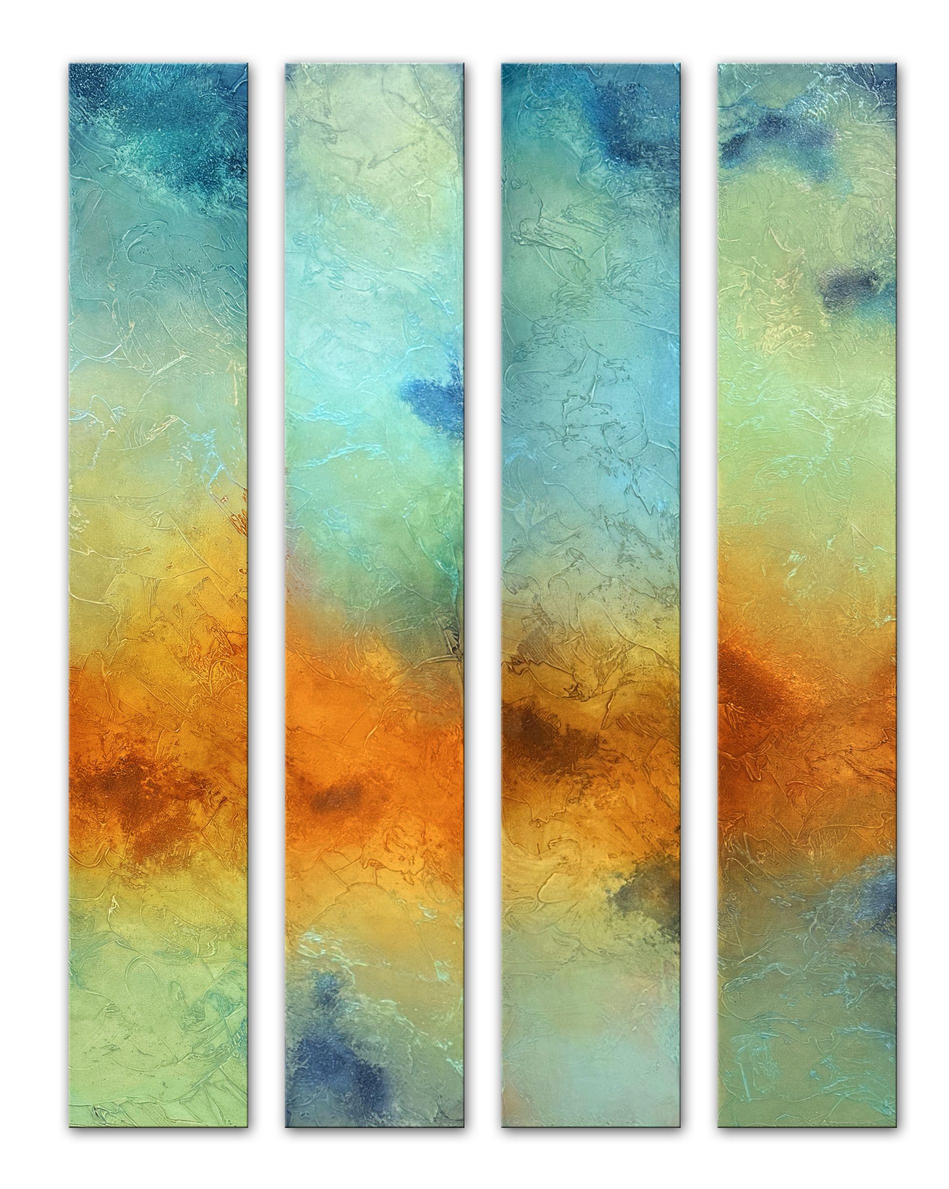 Pilares de colores - Paisajes azules, Técnica mixta sobre lienzo - Mixed Media Art de Andrada Anghel