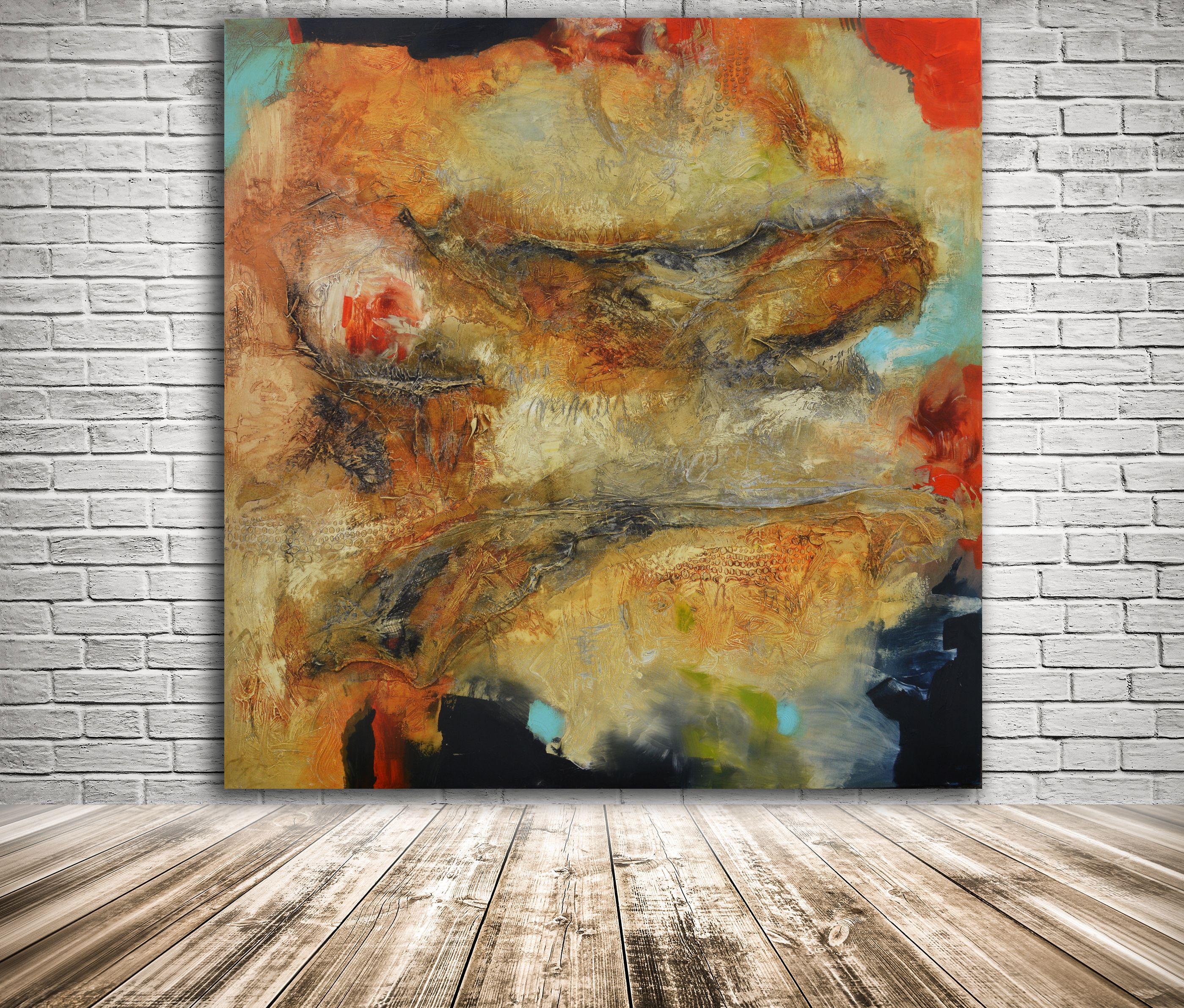 Lugares secretos y una rosa, Técnica mixta sobre lienzo - Mixed Media Art Abstracto de Andrada Anghel