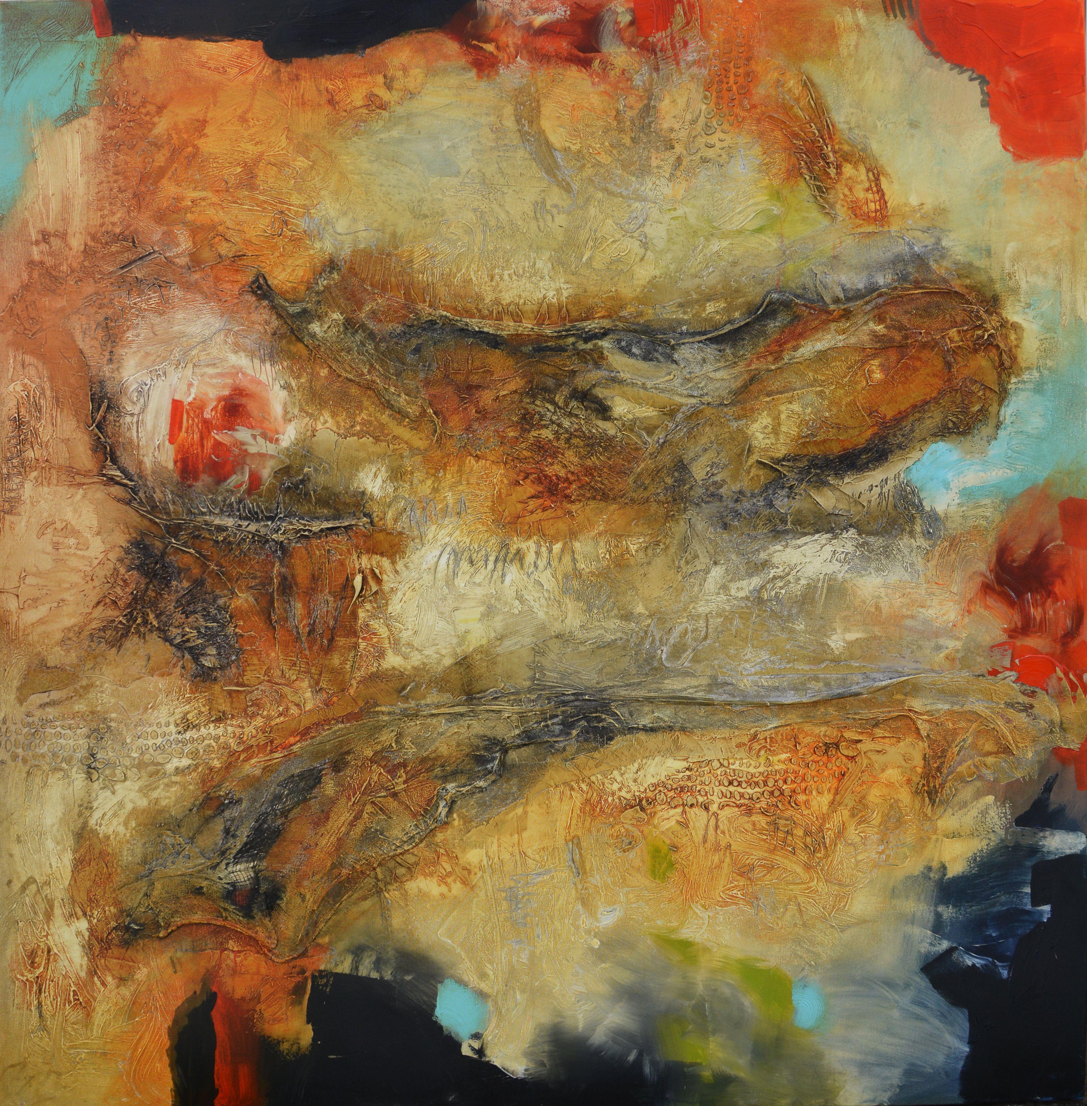 Lugares secretos y una rosa, Técnica mixta sobre lienzo - Mixed Media Art de Andrada Anghel