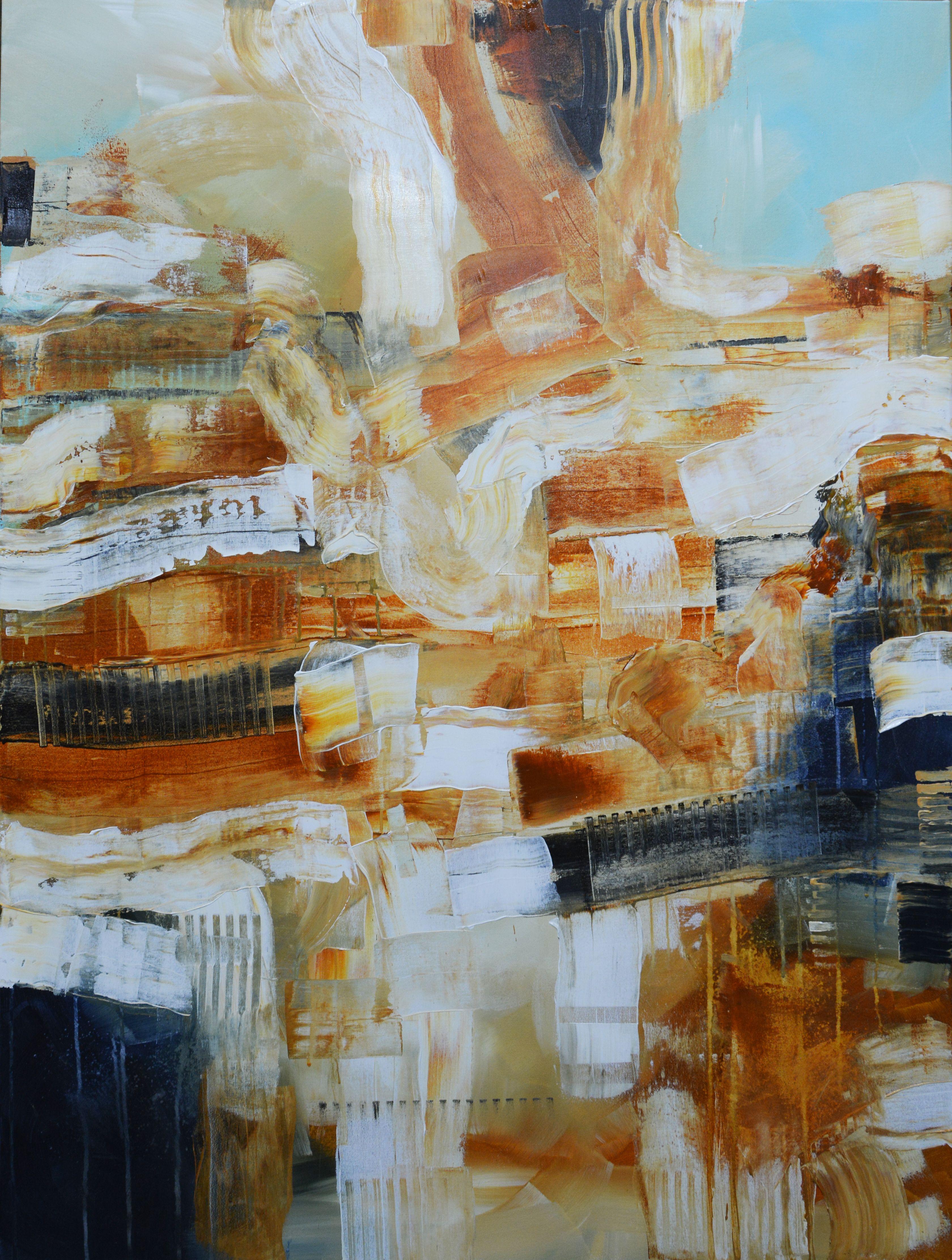 Structures series - The city under a piece of sky, Mixed Media on Canvas - Mixed Media Art by Andrada Anghel